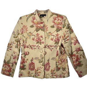Josephine Petite Womens Tapestry Jacket 14P Floral Embroidered Upholstery Blazer
